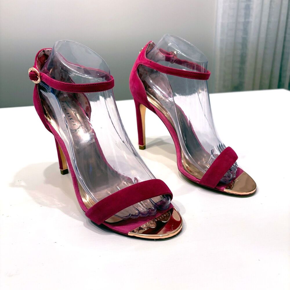 Ted Baker Mirobel Purple Suede‎ Cut Out Detail Strap Sandals US Size 8.5